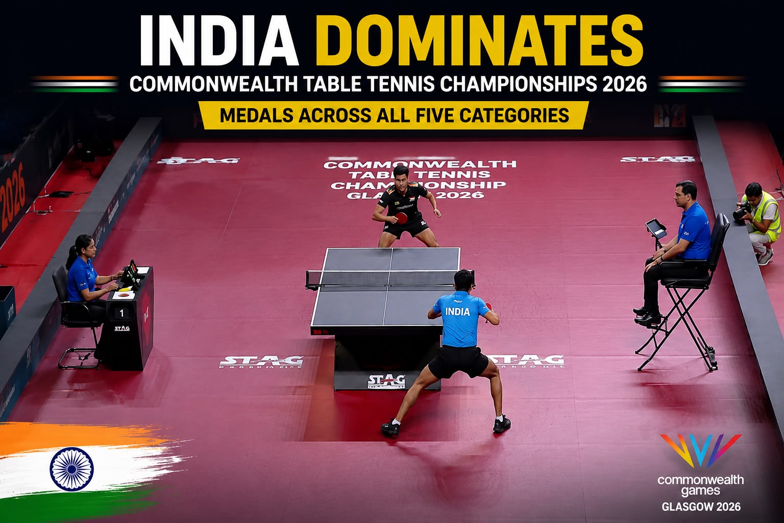 India Dominates Commonwealth Table Tennis Championships 2026 with Medals Across All Five Categories