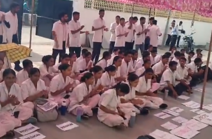 KGMU में नर्सिंग छात्रों का धरना दूसरे दिन भी जारी
